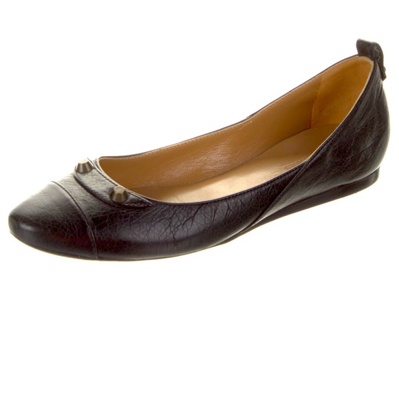 Balenciaga Black Leather Studded Arena Ballet Flats Women’s 10.5 - Picture 1 of 12